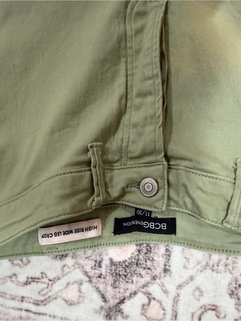 BCBGeneration Olive Green Cropped Wide-Leg Jeans - Picture 2 of 4